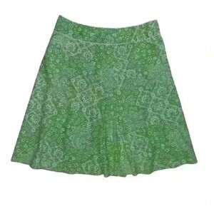 Linen Blend Bandana Print Midi Skirt